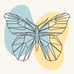 Geometric Line Art Butterfly Illustration Pastel Colors Abstract Minimalist Design Wall Art Print