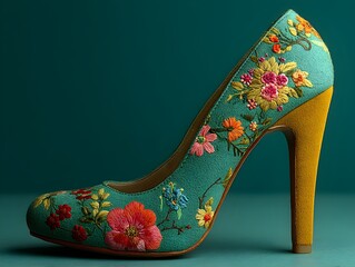 a pair of shoes with flowers painted on them