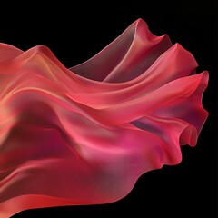 Flowing Pink Transparent Fabric Against Black Background for Design Projects