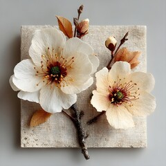 two white flowers on a piece of bu bu bu bu bu bu