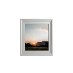Serene Sunset Landscape in a White Frame