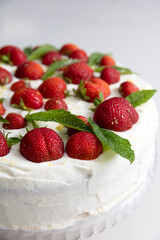 A strawberry and mascarpone cream cake with lemon