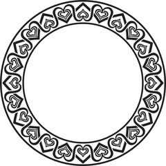 Vector round European black monochrome ornament. Endless pattern, circle, ring of the Middle Ages. Revival border. Decorations of palaces and churches.
