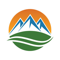 Majestic mountain peaks under a vibrant sunset nature landscape