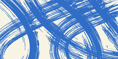 Grainy blue bold brush stroke with spray texture. Hand drawn distress damaged edge vintage template, banner. Grainy bold brush strokes texture with small dots