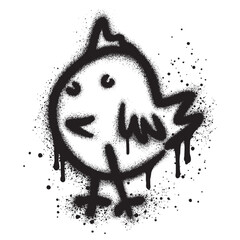 Chick graffiti with black spray paint. vector illustration.