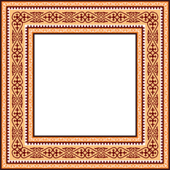 Vector colored square Kazakh national ornament. Ethnic pattern of the peoples of the Great Steppe,
