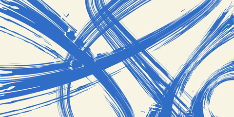 Grainy blue bold brush stroke with spray texture. Hand drawn distress damaged edge vintage template, banner. Grainy bold brush strokes texture with small dots