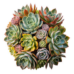 Fototapeta premium Succulent Bloom: A lush collection of succulent plants, showcasing diverse textures and vibrant colors, form a beautiful, natural display.