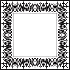 Vector black monochrome classic Greek square ornament. Rectangle of Ancient Greece and Roman Empire. Byzantine painting of walls, floors and ceilings. Decoration of European palaces.
