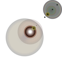 A digital rendering of lens flares and light effects on a black background