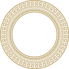 Classic Greek golden round ornament. Vector pattern, circle of ancient Hellenes. European border - ring.
