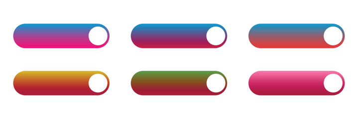 Obraz premium Action button web templates icon vector simple graphic flat illustration set, rectangle and rounded interface elements empty blank orange red blue green purple color minimal modern image clipart.