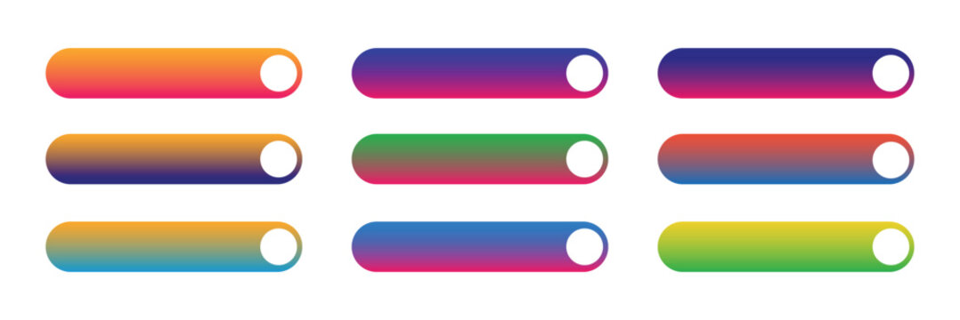 Action button web templates icon vector simple graphic flat illustration set, rectangle and rounded  interface elements empty blank orange red blue green purple color minimal modern image clipart.