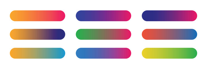 Action button web templates icon vector simple graphic flat illustration set, rectangle and rounded  interface elements empty blank orange red blue green purple color minimal modern image clipart.