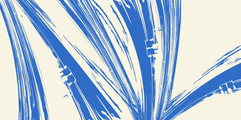 Grainy blue bold brush stroke with spray texture. Hand drawn distress damaged edge vintage template, banner. Grainy bold brush strokes texture with small dots