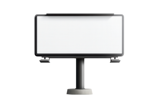 Large blank billboard signage stand isolated against a bright white background in an urban setting awaiting advertisement placement for promotion opportunities