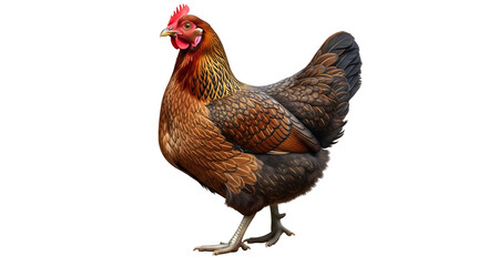 Brown hen stands gracefully with its feathered body against a transparent backdrop providing adaptable design asset.