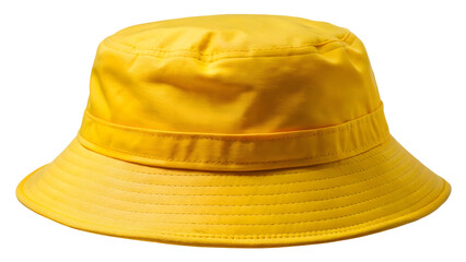 Stylish yellow bucket hat protects from sun, ideal for casual fashion, providing shade and adding a pop of color to summer outfits.