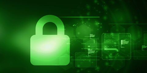 2d illustration Safety concept: Closed Padlock on digital background
