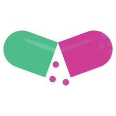 An opened capsule pill with visible granules. 