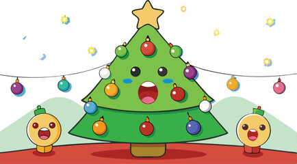 Festive Christmas Tree with Joyful Singing Baubles.