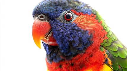 A detailed close-up of a colorful lorikeet
