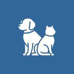 dog and cat logo design. pet care linear style concept element
