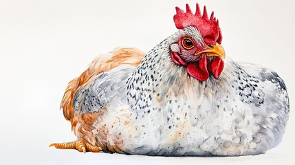 A hen sitting calmly