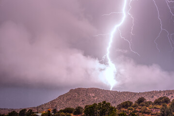 Massive Lightning Bolt Striking Sullivan Butte AZ