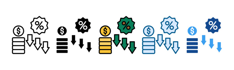 Deflation Icon Set Multiple Style Collection