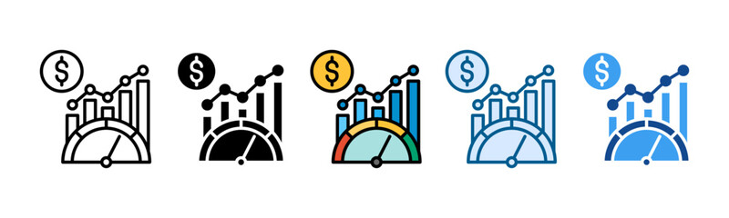 Economic Indicators Icon Set Multiple Style Collection