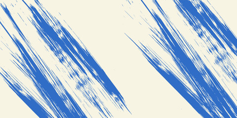 Grainy blue bold brush stroke with spray texture. Hand drawn distress damaged edge vintage template, banner. Grainy bold brush strokes texture with small dots