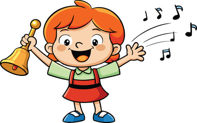 Happy Child Holding Bell And Lyrics.