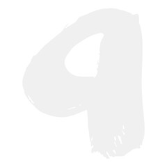 Number 9 made of white paint isolated on white background. Number 1, 2, 3, 4, 5, 6, 7, 8, 9, 0. vector. numbers-punctuation. art.