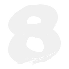 Number 8 made of white paint isolated on white background. Number 1, 2, 3, 4, 5, 6, 7, 8, 9, 0. vector. numbers-punctuation. art.