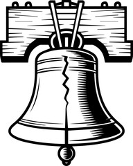 liberty bell line art vector illustration for independence day