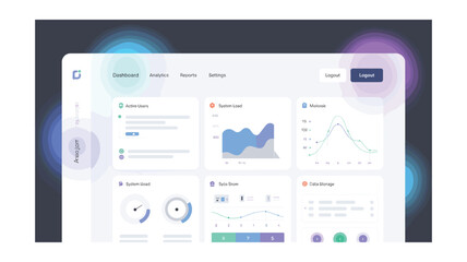 Modern UI Dashboard Design with Data Visualization, Analytics, and User Management Interface
