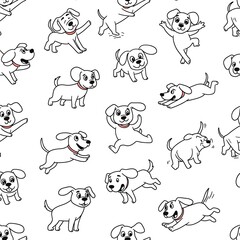 White background seamless dog pattern