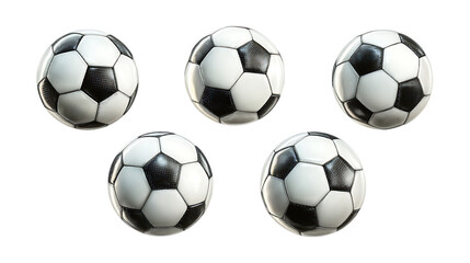 Soccer Balls 3D Rendered Collection of Realistic Footballs for Sports Websites Game Design and Marketing Materials set white Background against transparent Background