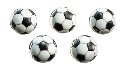 Soccer Balls 3D Rendered Collection of Realistic Footballs for Sports Websites Game Design and Marketing Materials set white Background against transparent Background