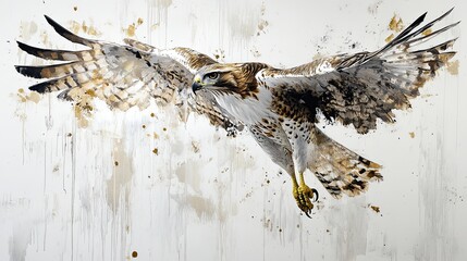 A red-tailed hawk captured mid-pounce with sharp talons extended downward