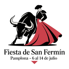 Obraz premium Pamplona Bullfight Silhouette Emblem 