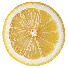 Juicy yellow lemon slice isolated on white background
