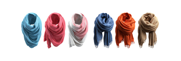 Shop Luxurious Pashmina Scarves Vibrant Colors  Soft Textures set white Background against transparent Background