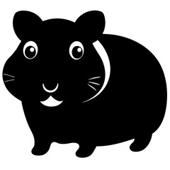Cute cartoon hamster with big eyes and whiskers silhouette