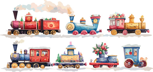 Burning candles in a church, temple, or on a roof with a toy train, cartoon car, or bus illustration