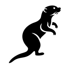 A stylized black silhouette of a ferret standing on its hind legs with its front paws raised silhouette