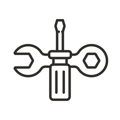 screwdriver and wrench, tool icon, service concept, thin line vector illustration eps10