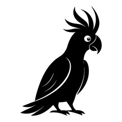 Stylized black cockatoo bird with a prominent crest and eye silhouette